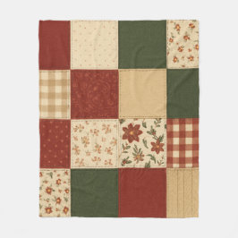 Rode groene Patchwork Quilt Rustieke Boerderij Blo Fleece Deken
