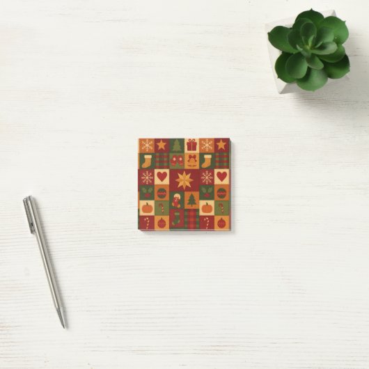 Rode groene Patchwork Quilt Rustieke Boerderij Blo Post-it® Notes (Kantoor)