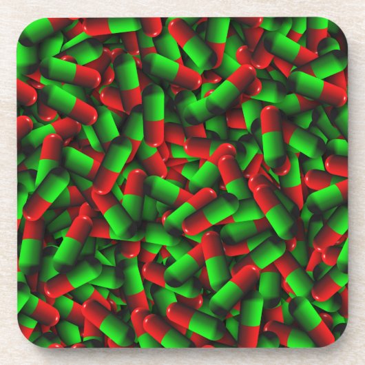 rode groene pillen bier onderzetter (Voorkant)