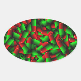 rode groene pillen ovale sticker
