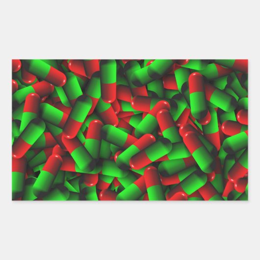 rode groene pillen rechthoekige sticker (Voorkant)