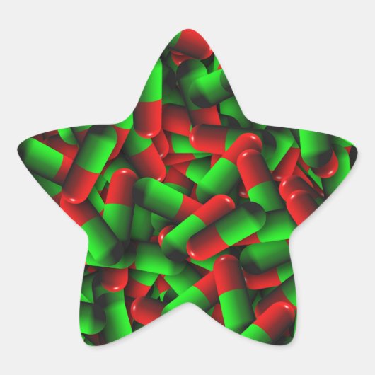rode groene pillen ster sticker (Voorkant)
