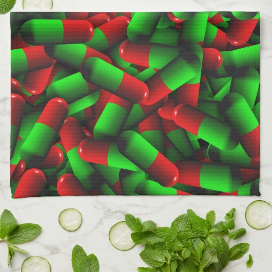 rode groene pillen theedoek (Gevouwen)