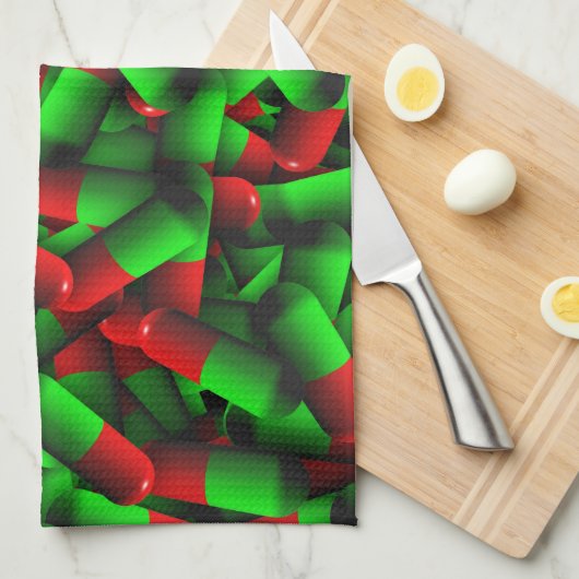 rode groene pillen theedoek (Quarter Fold)