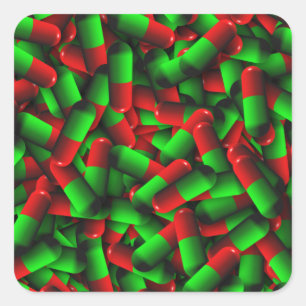 rode groene pillen vierkante sticker