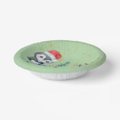 Rode Groene Pinguïn Santa Vrolijk Kerstfeest Papieren Kommen (Gebogen)