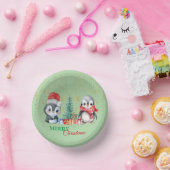 Rode Groene Pinguïn Santa Vrolijk Kerstfeest Papieren Kommen (Feest)