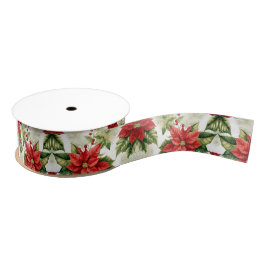 Rode Groene Poinsettia Holly Berry Kerstvakantie Grosgrain Lint