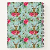 Rode Groene Poinsettia Krans Geweih Kerstmis Notitieboek (Achterkant)