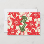 Rode & Groene Poinsettia's Kerst Huwelijk RSVP Kaartje (Achterkant)