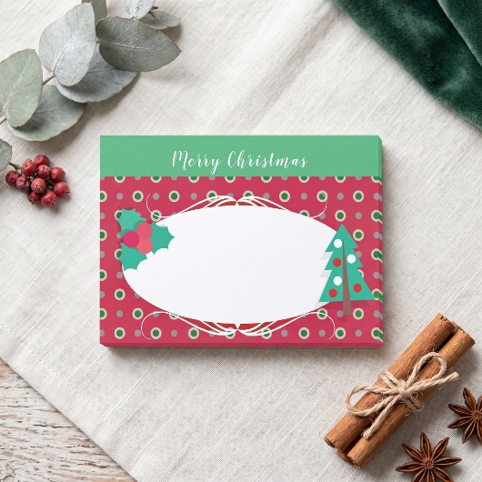 Rode groene polka stip Kerstboom Vakantie Post-it® Notes