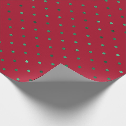Rode Groene Polkadot Metallic Patroon Vakantie Cadeaupapier (Hoek)