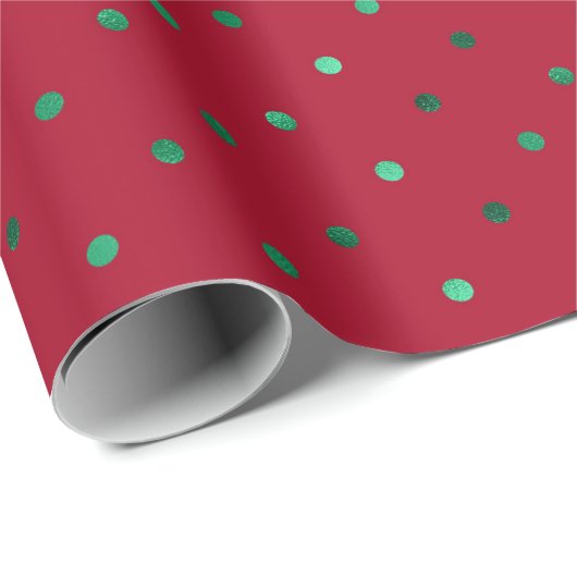 Rode Groene Polkadot Metallic Patroon Vakantie Cadeaupapier (Rol Hoek)
