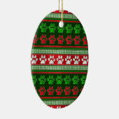 Rode groene poot printpatroon ovaal ornament (Rechts)