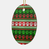 Rode groene poot printpatroon ovaal ornament (Links)