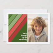 Rode groene retro strepen - 1 foto feestdagenkaart (Voorkant)