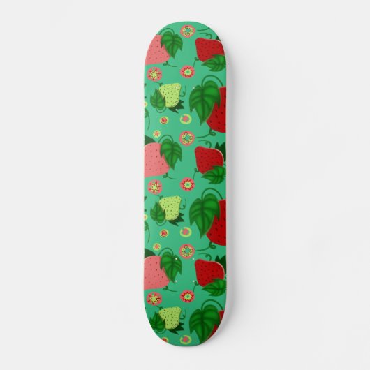 Rode groene roze aardbeien persoonlijk skateboard (Voorkant)