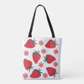 Rode Groene Roze Eenvoudige Aardbeien Boodschappen Tote Bag (Achterkant)