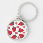 Rode groene roze eenvoudige aardbeien sleutelhange sleutelhanger (Voorkant)