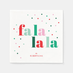 Rode Groene Roze Fa La La La Kerst Papieren Servet