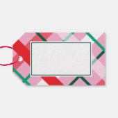 Rode groene roze kerst geruite cadeaubijlage cadeaulabel (Achterkant Horizontaal)