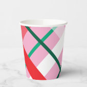 Rode groene roze kerst geruite papieren beker (Links)