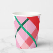 Rode groene roze kerst geruite papieren beker (Rechts)