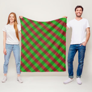Rode & groene ruit glitter fleece deken