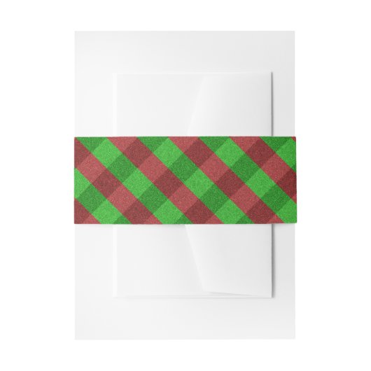 Rode & groene ruit glitter uitnodigingen wikkel (Voorkant Voorbeeld)