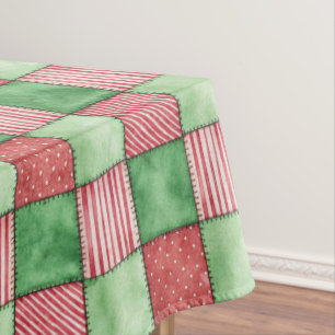 Rode groene rustieke geruite patchwork quilt uitst tafelkleed
