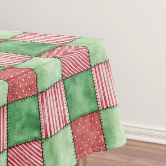 Rode groene rustieke geruite patchwork quilt uitst tafelkleed (Voorbeeld)