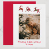 Rode groene rustieke ruit herten kerstkaart (Voorkant / Achterkant)