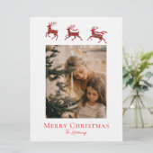 Rode groene rustieke ruit herten kerstkaart (Staand voorkant)