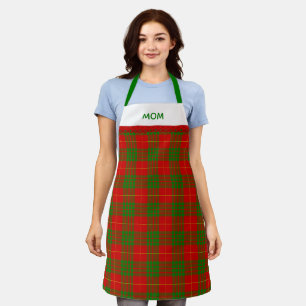 Rode Groene Rustieke Tartan Schort Met Naam
