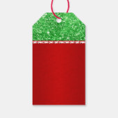 Rode groene satijnbooglitter DIY kerstwens Cadeaulabel (Achterkant)