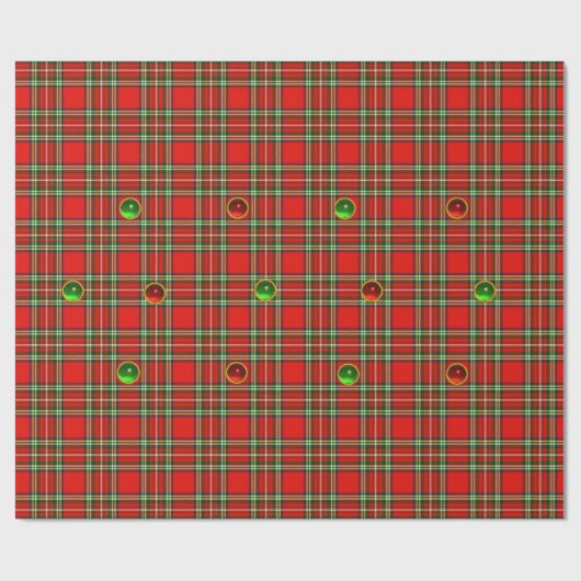 RODE GROENE SCHOTSE TARTAN MET RUBY EMERALD PARELT CADEAUPAPIER (Vlak)