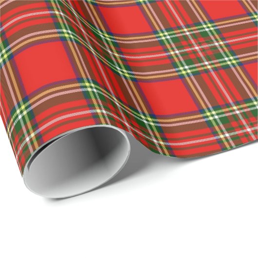 RODE GROENE SCHOTSE TARTAN MET RUBY EMERALD PARELT CADEAUPAPIER (Rol Hoek)