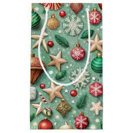 RODE & GROENE SIERADEN & GOUDEN KERSTSTERREN KLEIN CADEAUZAKJE
