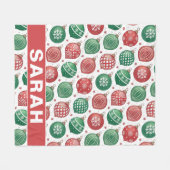 Rode & Groene Sieraden Kerst Naam Fleece Deken (Voorkant (Horizontaal))