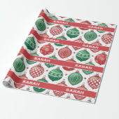 Rode & Groene Sieraden Sterren Kerstmis Cadeaupapier (Uitgerold)