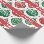 Rode & Groene Sieraden Sterren Kerstmis Cadeaupapier (Hoek)