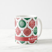 Rode & Groene Sieraden Sterren Kerstmis Koffiemok (Voorkant rechts)