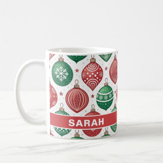 Rode & Groene Sieraden Sterren Kerstmis Koffiemok (Links)