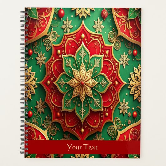 Rode Groene Sierlijke Feestdagen Planner (Voorkant)