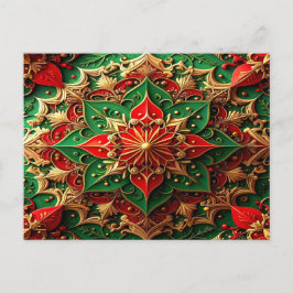 Rode Groene Sierlijke Kerstkaart Briefkaart