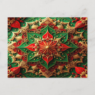 Rode Groene Sierlijke Kerstkaart Briefkaart