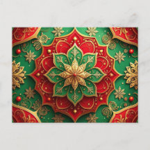 Rode Groene Sierlijke Kerstkaart