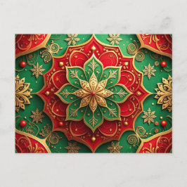 Rode Groene Sierlijke Kerstkaart Briefkaart