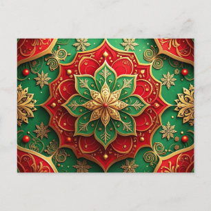 Rode Groene Sierlijke Kerstkaart Briefkaart