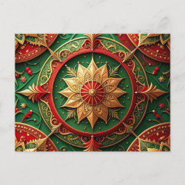 Rode Groene Sierlijke Kerstkaart Briefkaart